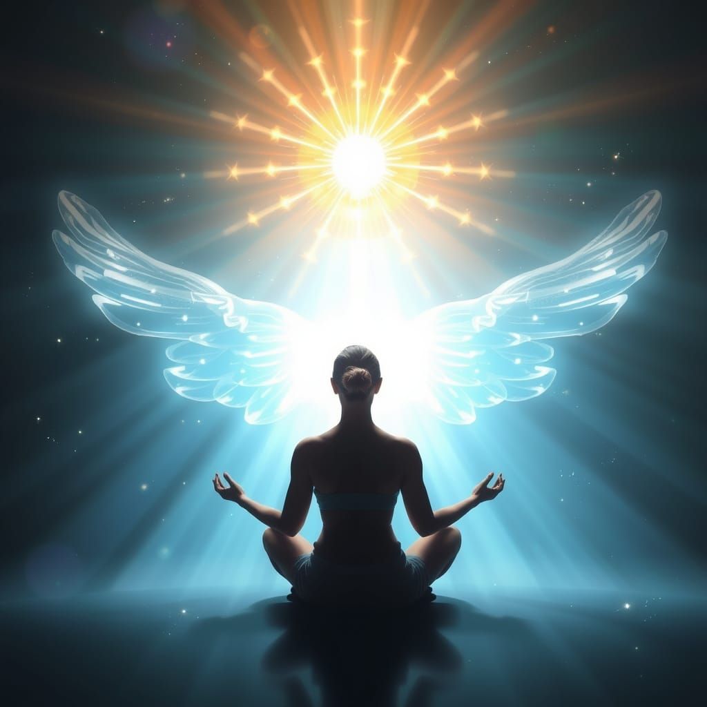 Meditative Woman Bathed in Healing Light