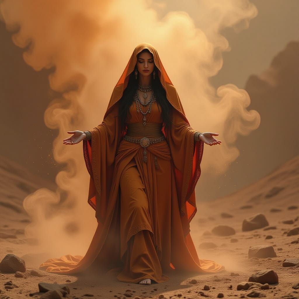 Ethereal Shamanic Woman in Volcanic Ash