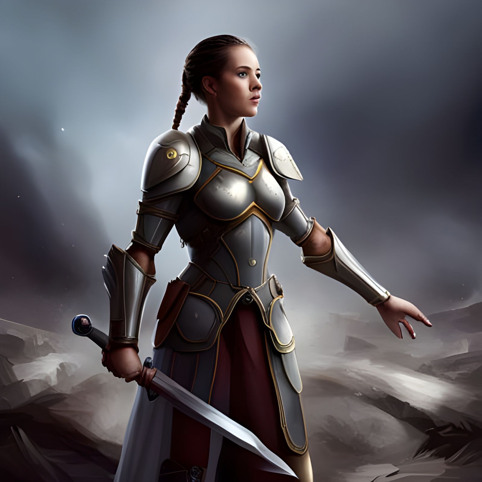 Armored Princess on Battlefield: Detailed Masterpiece