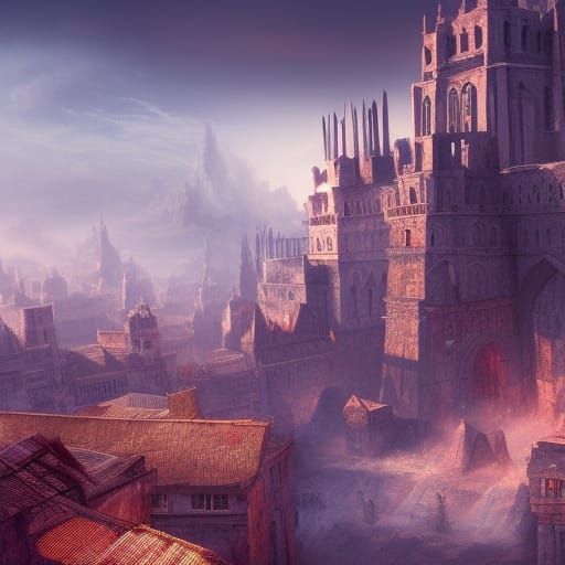 Apocalyptic Walled City: Detailed Matte Painting