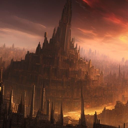 Apocalyptic Walled City: Detailed Matte Painting