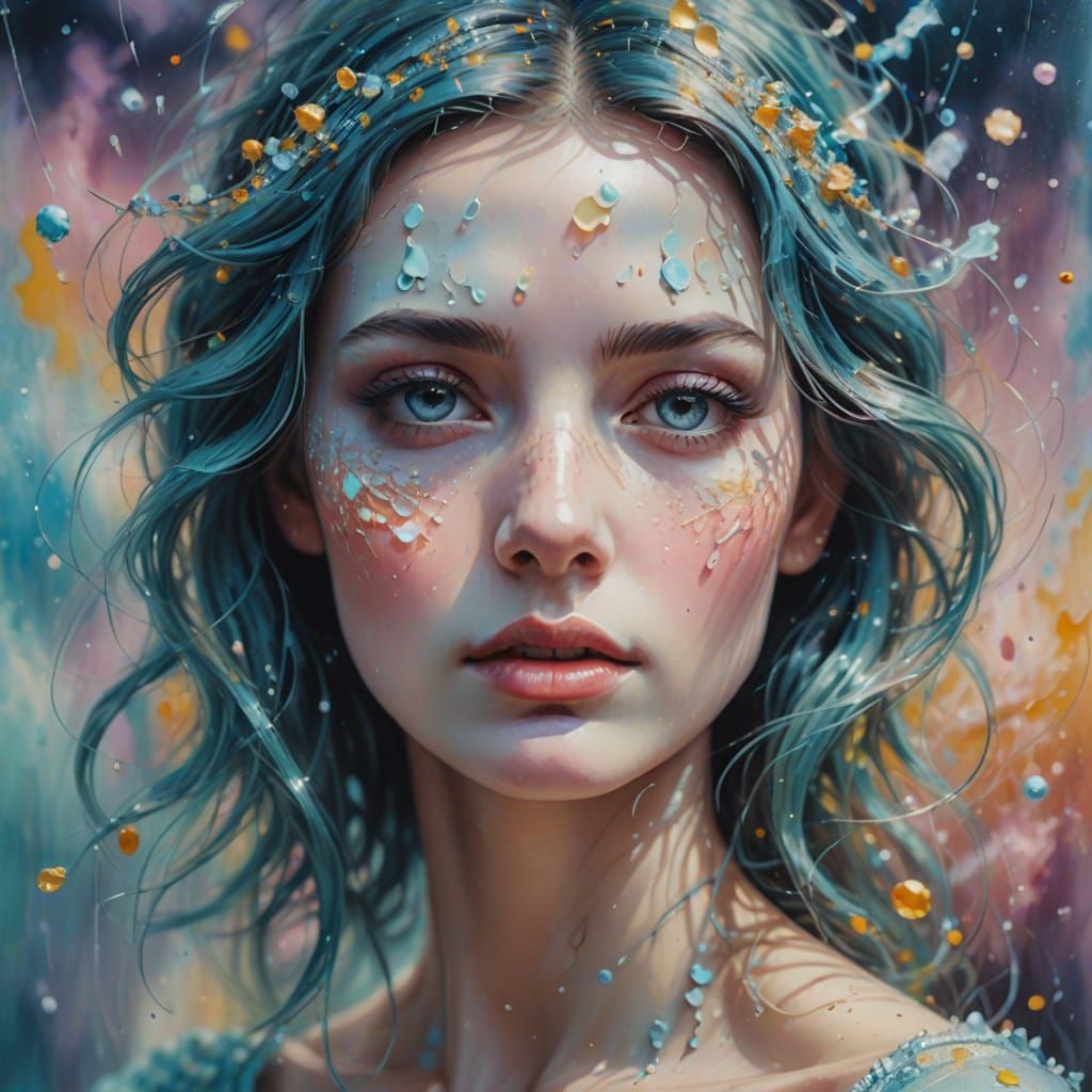 Surreal Dematerializing Figure: Vibrant Oil Painting