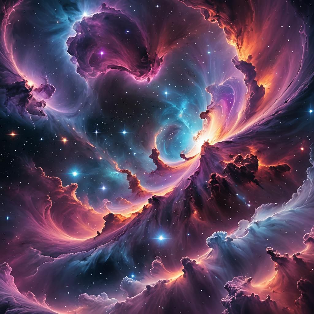 Surreal Deep Space Nebula with Cosmic Lights