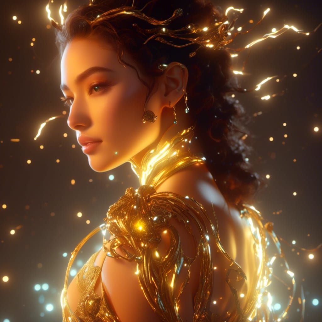 Goddess of Lightning with Golden Jewelry