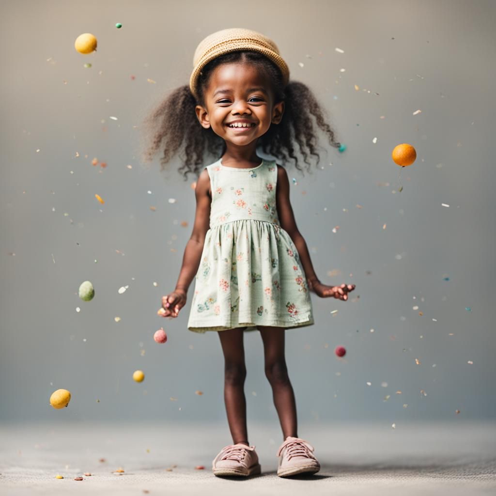 Tiny skinny happy girl