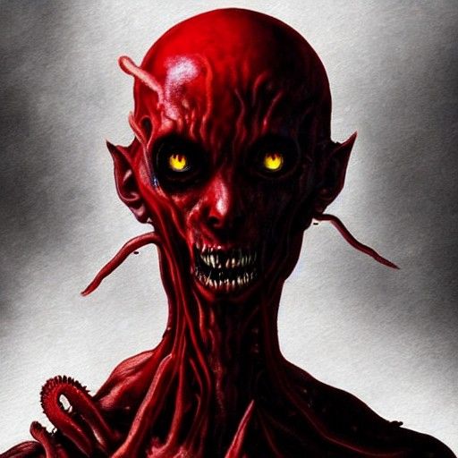 Sinister Demon Woman in Hell: Hyperrealistic Horror Art