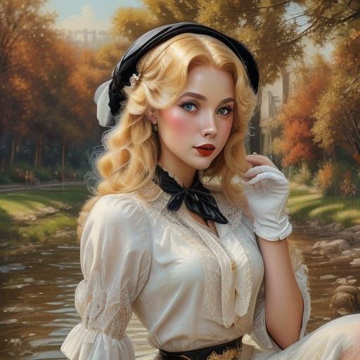 Elegant Lady Posing in Art Deco Vintage Style