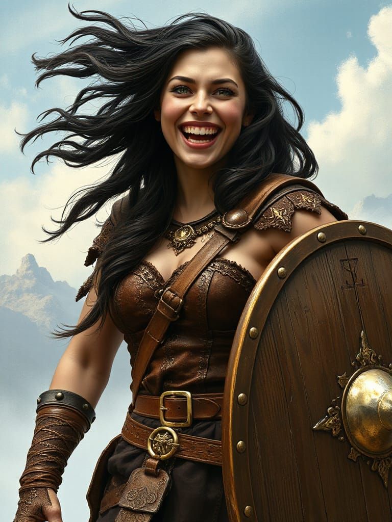 Viking Shield Maiden in Fierce Joy