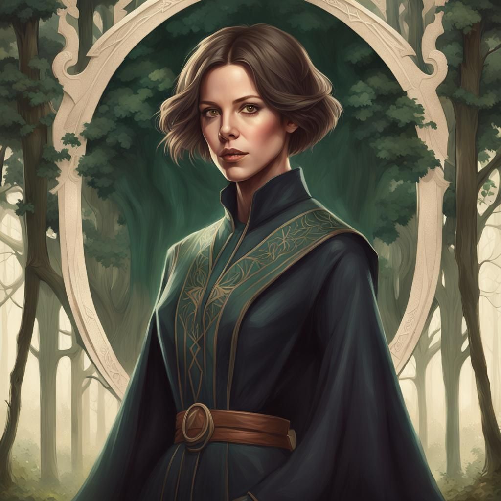 Welsh Witch Student Portrait in Digital Painting Style