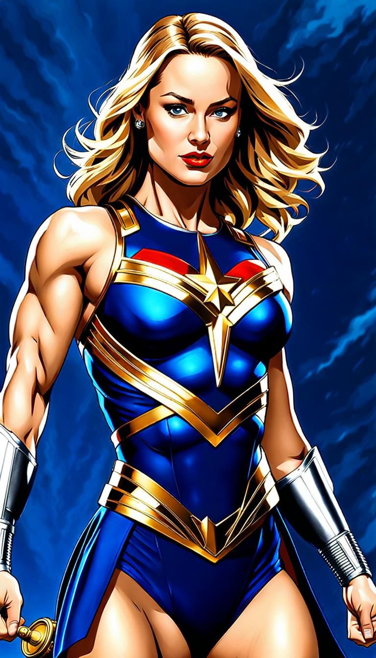 Titaness: A Powerful Superheroine in Matte Painting Style