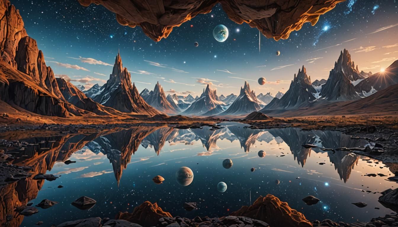 Mirror Reflecting a Mystical Otherworld