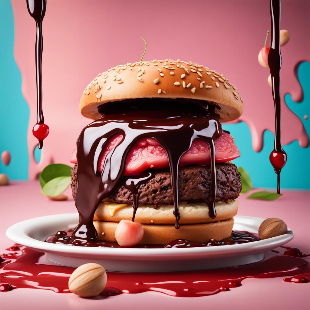 Hyper Burger with Chocolate Sauce: Splash Art