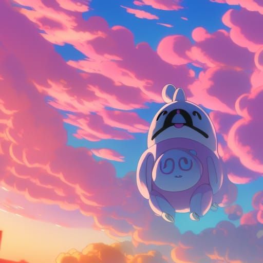 Kirby in Studio Ghibli Anime Style