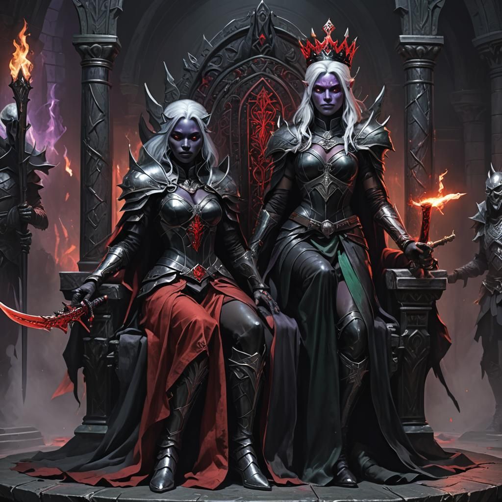 Female Drow Warrior in Dark Fantasy Style