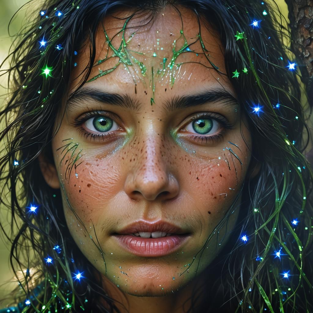 Shimmering Forms Portrait with Bokeh and Studio Lighting