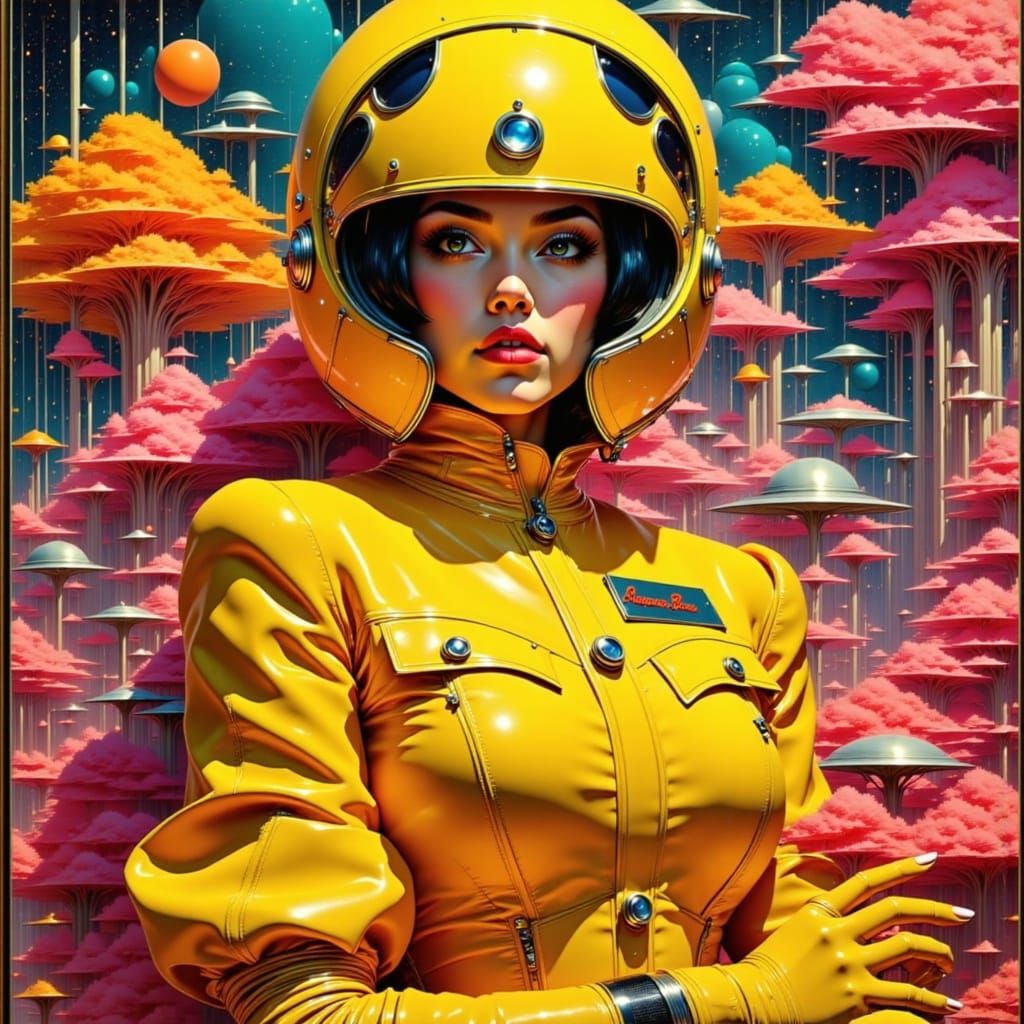 Galactic Ritz Employee in Vintage-Futurism Style