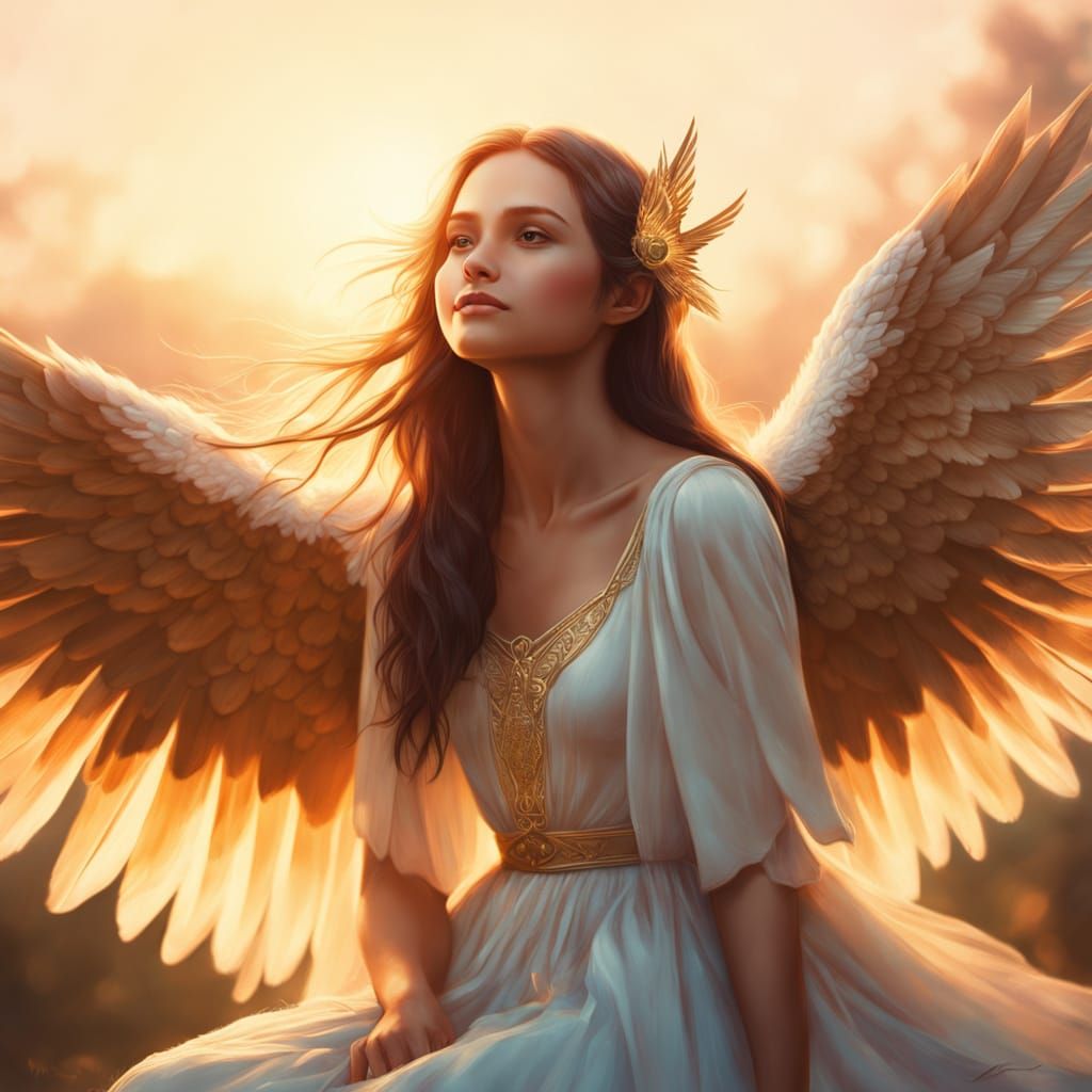 Three Birds Symbolizing Faith, Hope, and Love with Girl