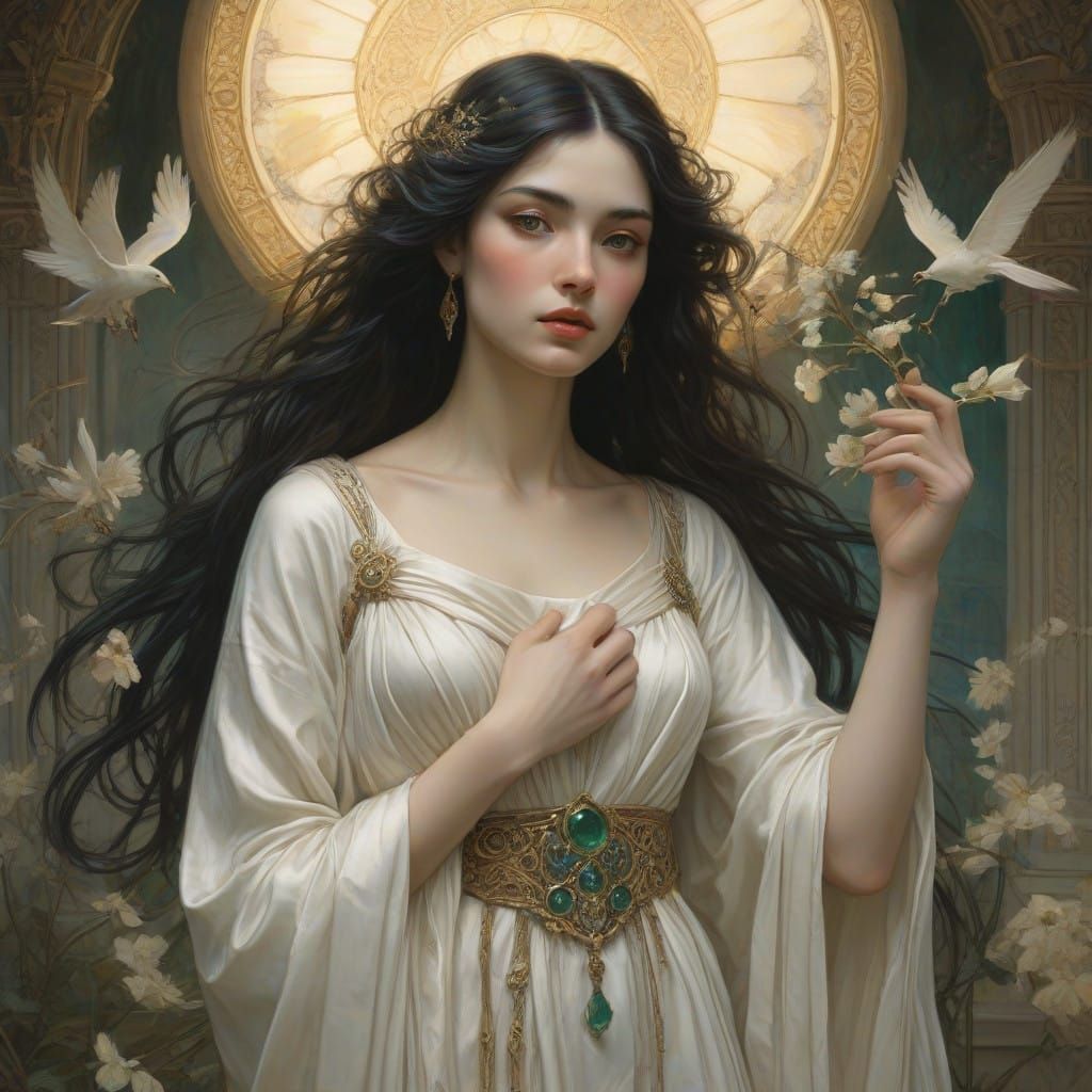 Golden Goddess Radiates Serenity and Strength in Ethereal Be...