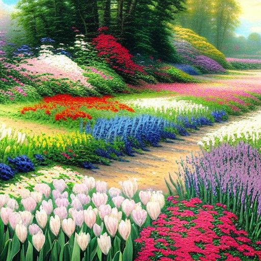 Luminous Flower Meadow Inspired by Luminism