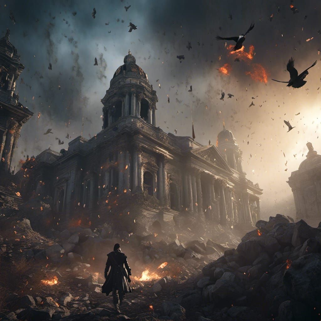 Assassin's Creed Character with Glitch Effect