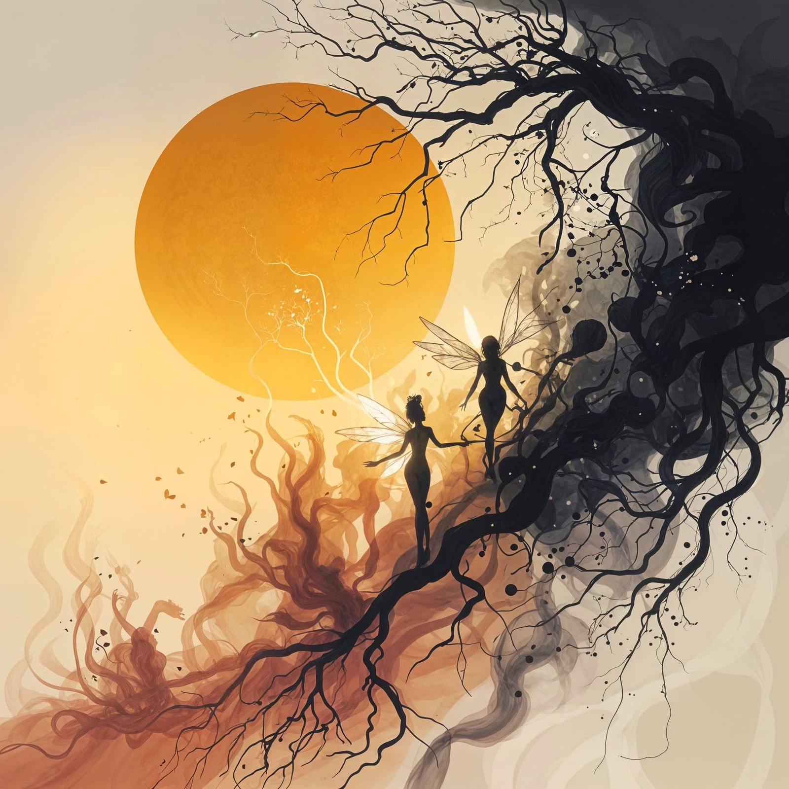 Golden Sun Surrealism: Ethereal Fairies in Duality of Light ...