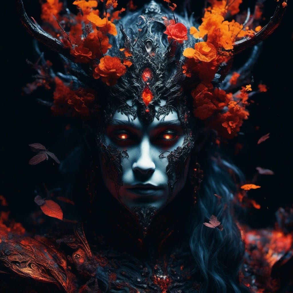 Mysterious Forest Fae in Dark Oil Painting Style