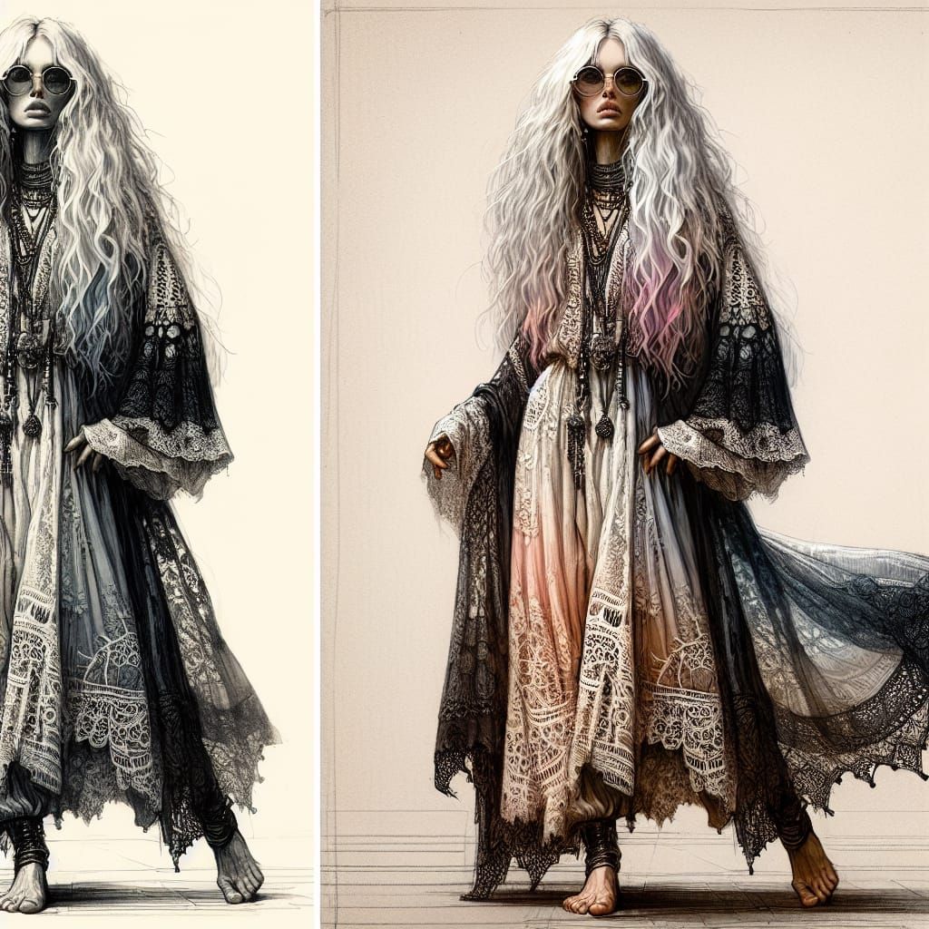 Stylish Moroccan Woman in Ombre Lace Sarong: Fashion Portrai...