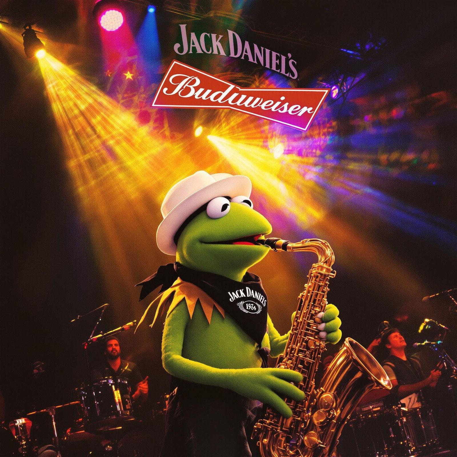 Kermit the Frog in a Smoky Jazz Club, Wearing Fedora and Ban...