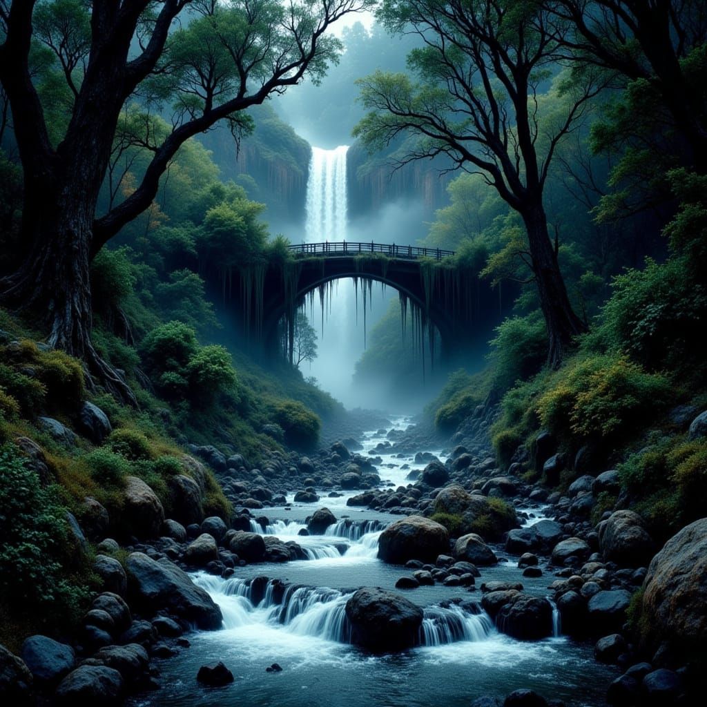 Neon Grunge Waterfall in Native Bush