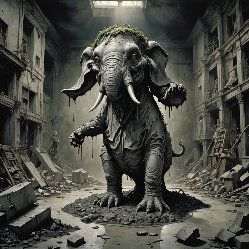 Surreal Heffalump of Freedom in a Socialist Horror Style