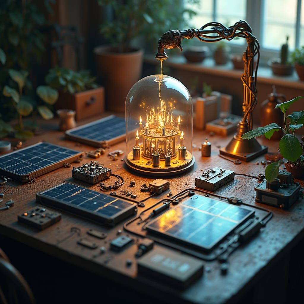 Solar Panel Play Kit in Steampunk-Inspired 8K Matte Painting