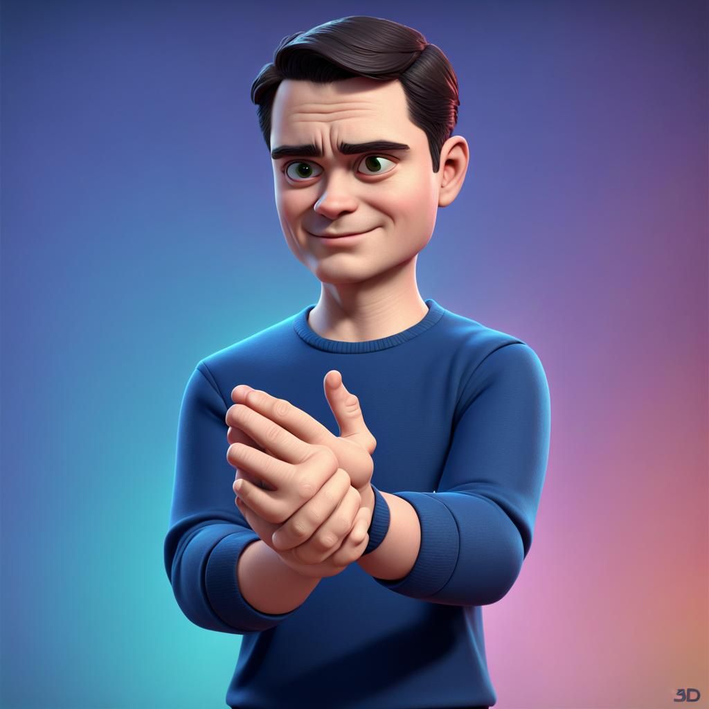 Ben Shapiro Rubbing Hands: Pixar-Style 3D Render