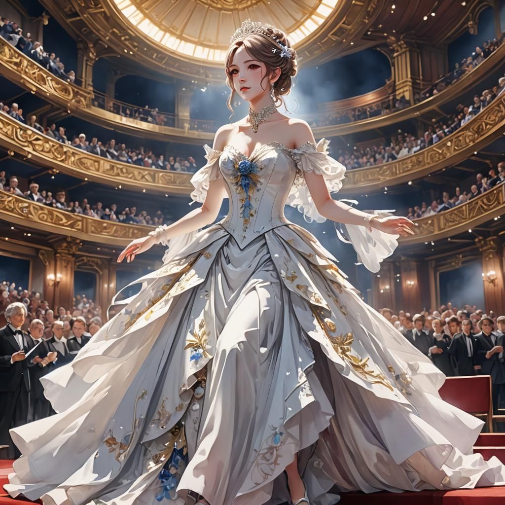 Anime Opera Singer in Watercolor on Stage