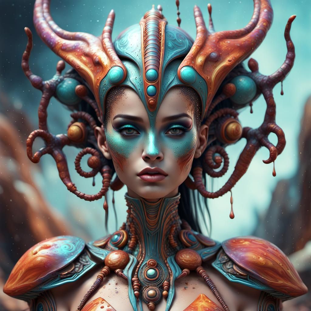 Futuristic Alien Queen with Carnival Glass Headdress