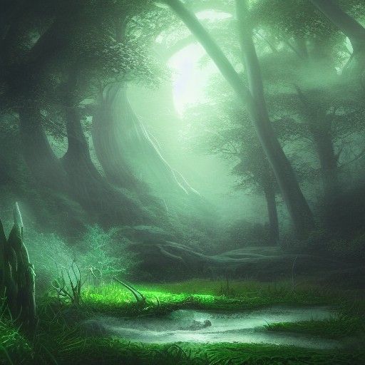 Green Whisper: Romantic Gouache Concept Art