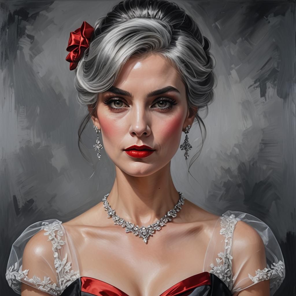 Glamorous Seductress in Lavish Attire as Oil Painting