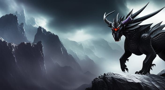 Epic Black Dragon with Third Eye