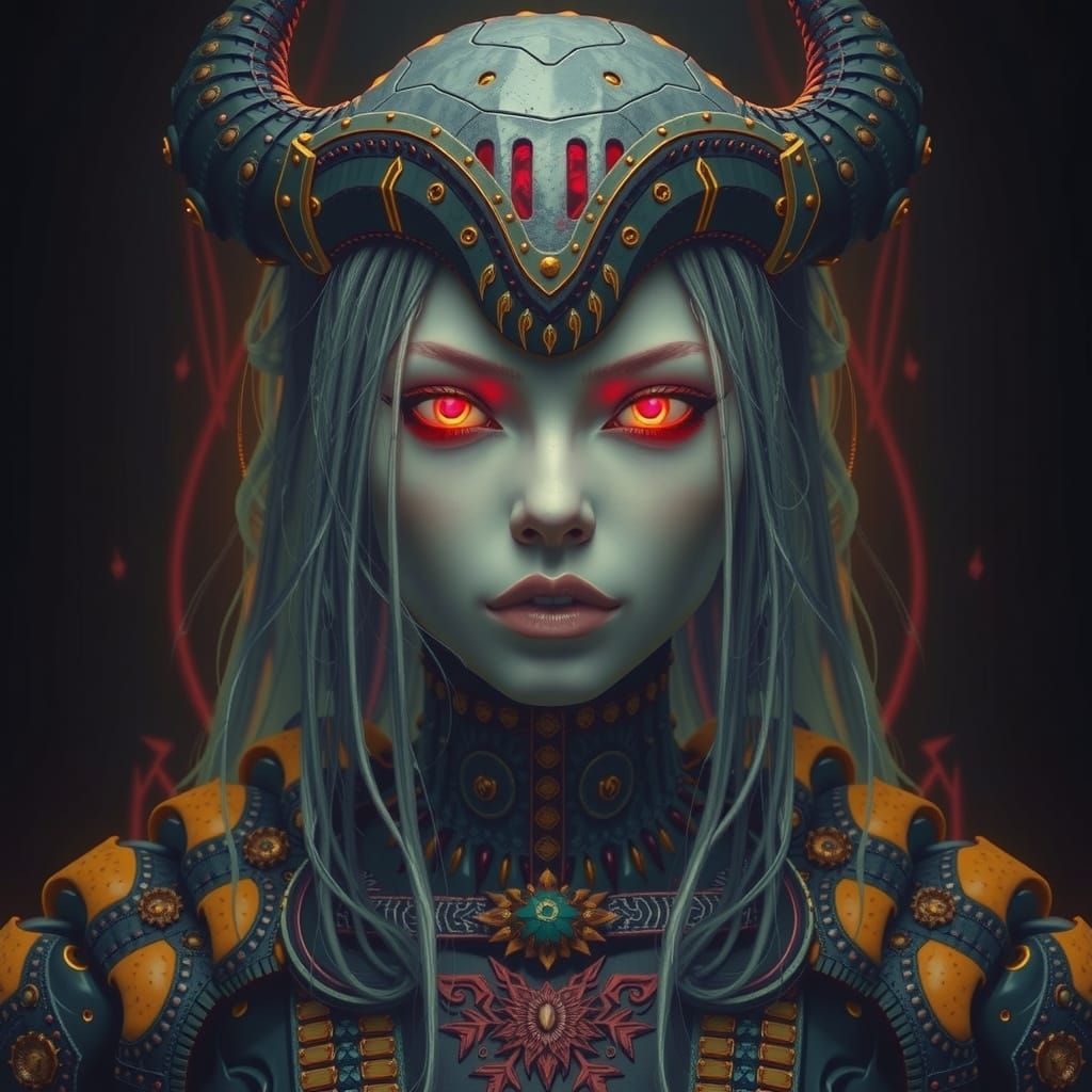 Cinematic Portrait of a Pink-Eyed Half-Orc Giant