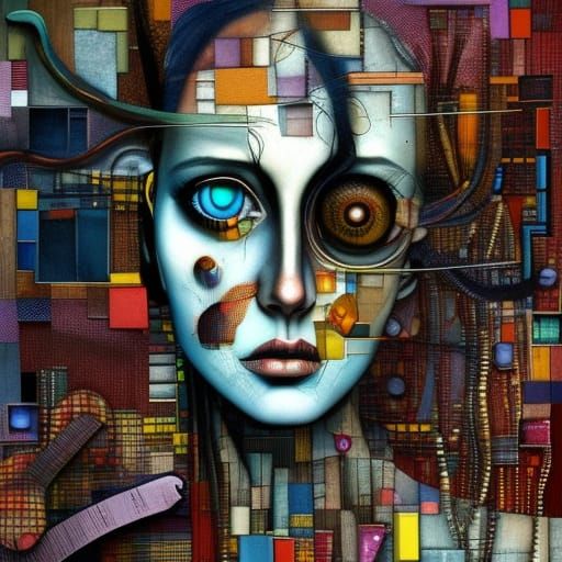 Intricate Portrait of Woman with Geometric Elements