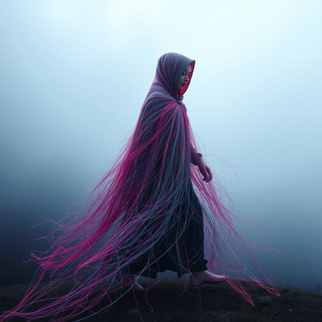 Ethereal Threadwalker in Dreamy Symbolic Style