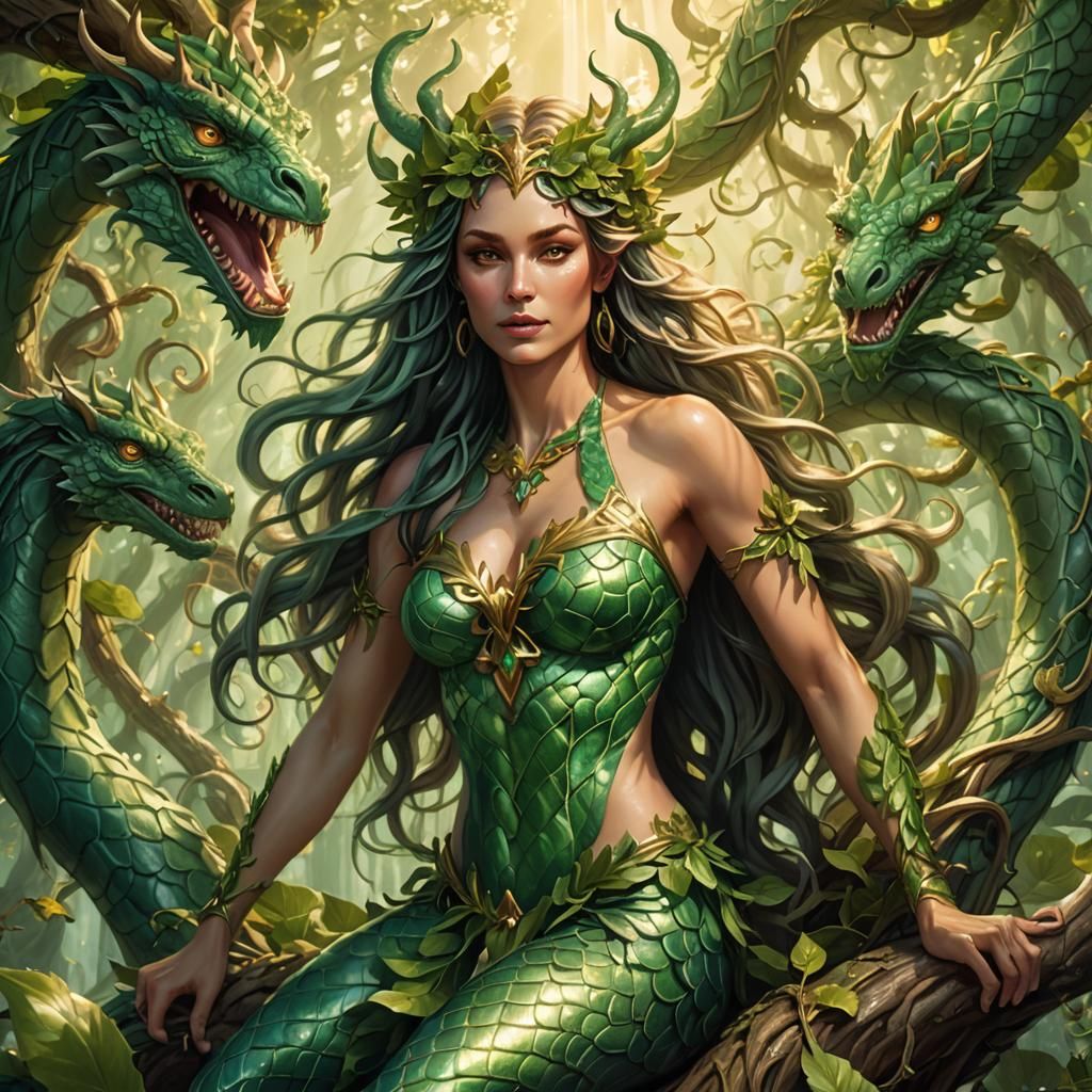 Dryad on Hydra: Mythical Fantasy Art