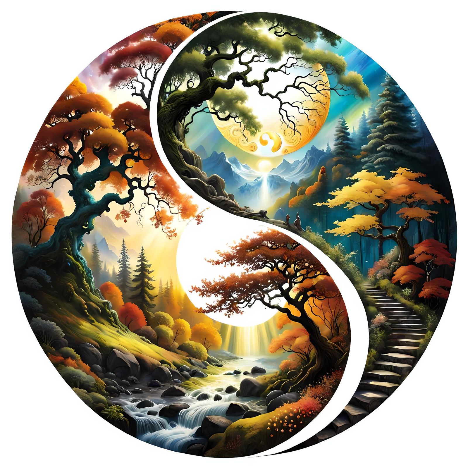 Nature Yin Yang in a Magical Forest