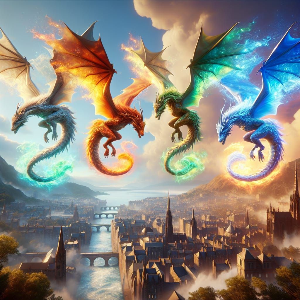 Dragons Soar Over Edinburgh as Matte Painting