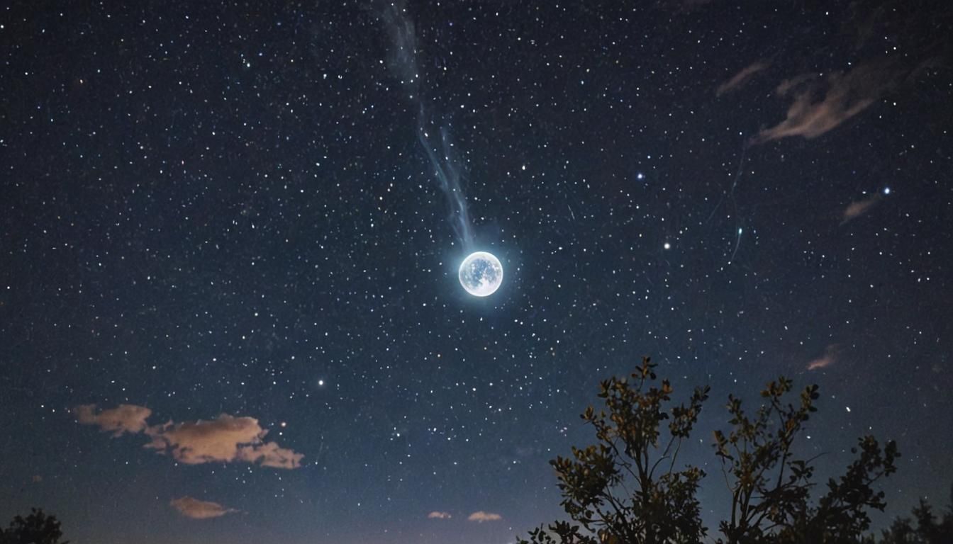 Orb of Light in Starry Sky: Surreal Digital Art