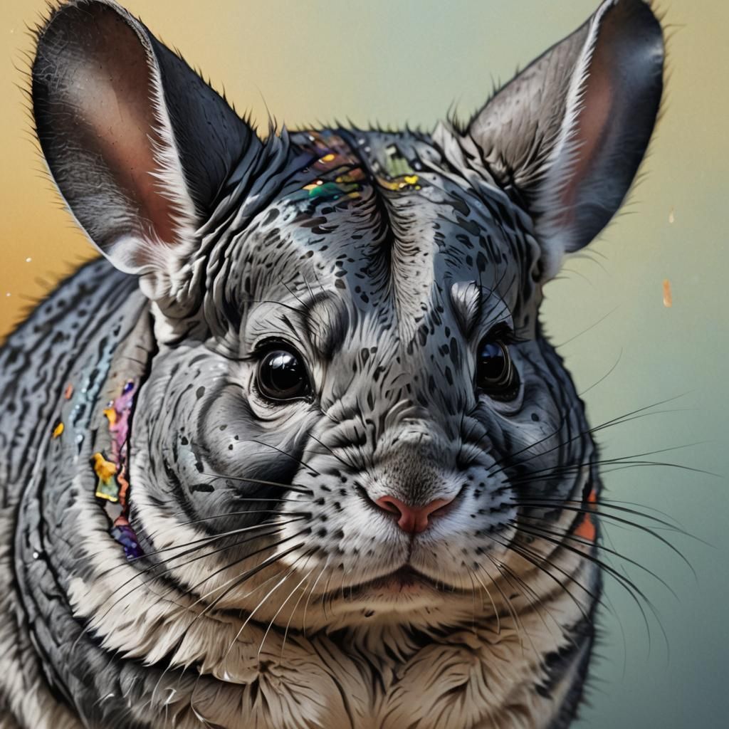 Hyperrealistic Chinchilla Portrait in Splash Art Style