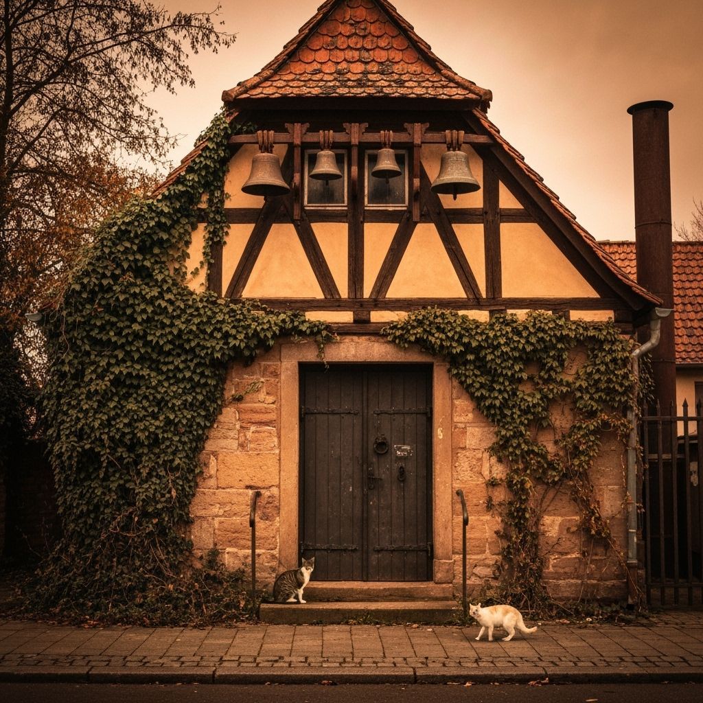 Weathered Stone Warehouse with Bells, Industrial Style