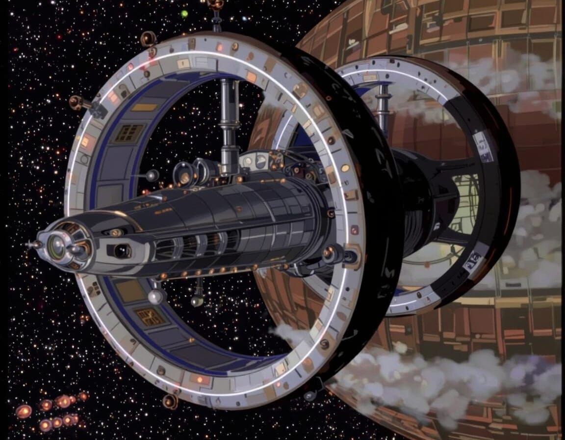 Intricate Steampunk Spaceship Soars Through Cosmic Nebulae