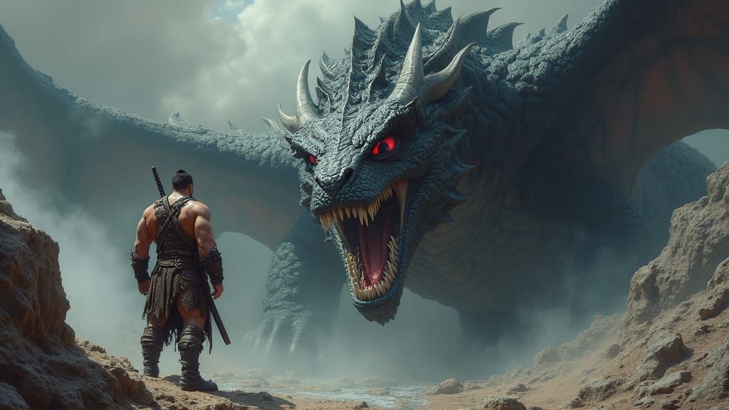 Barbarian Defies the Dark Dragon