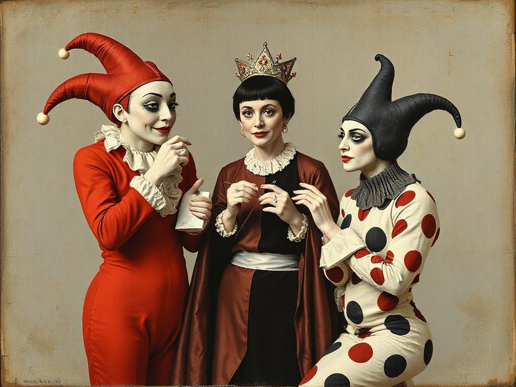 Harlequin Parade: Comical Figures in Avant-Garde Style