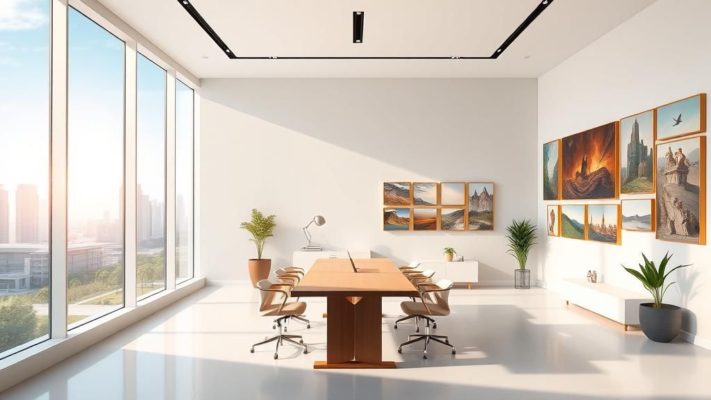 Sleek Modern Office Space with Cityscape View